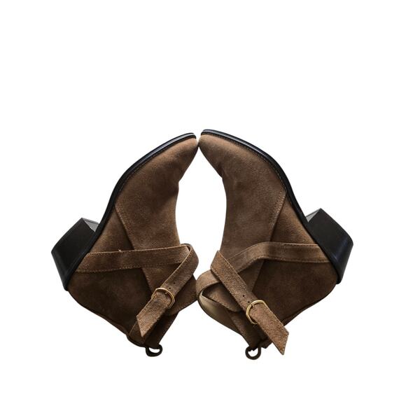 Womens Banana‎ Republic 6.5 Leather Buckle Strap Tan Ankle Boots - Picture 11 of 14